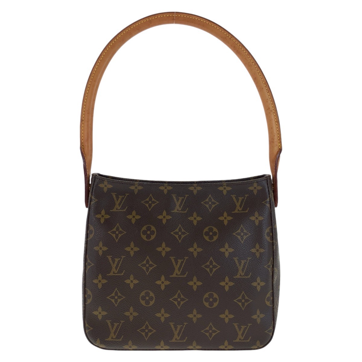 美品 モノグラム ルーピングMM ブラウン ゴールド金具 PVC/レザー M51146 ショルダーバッグ レディース 409385