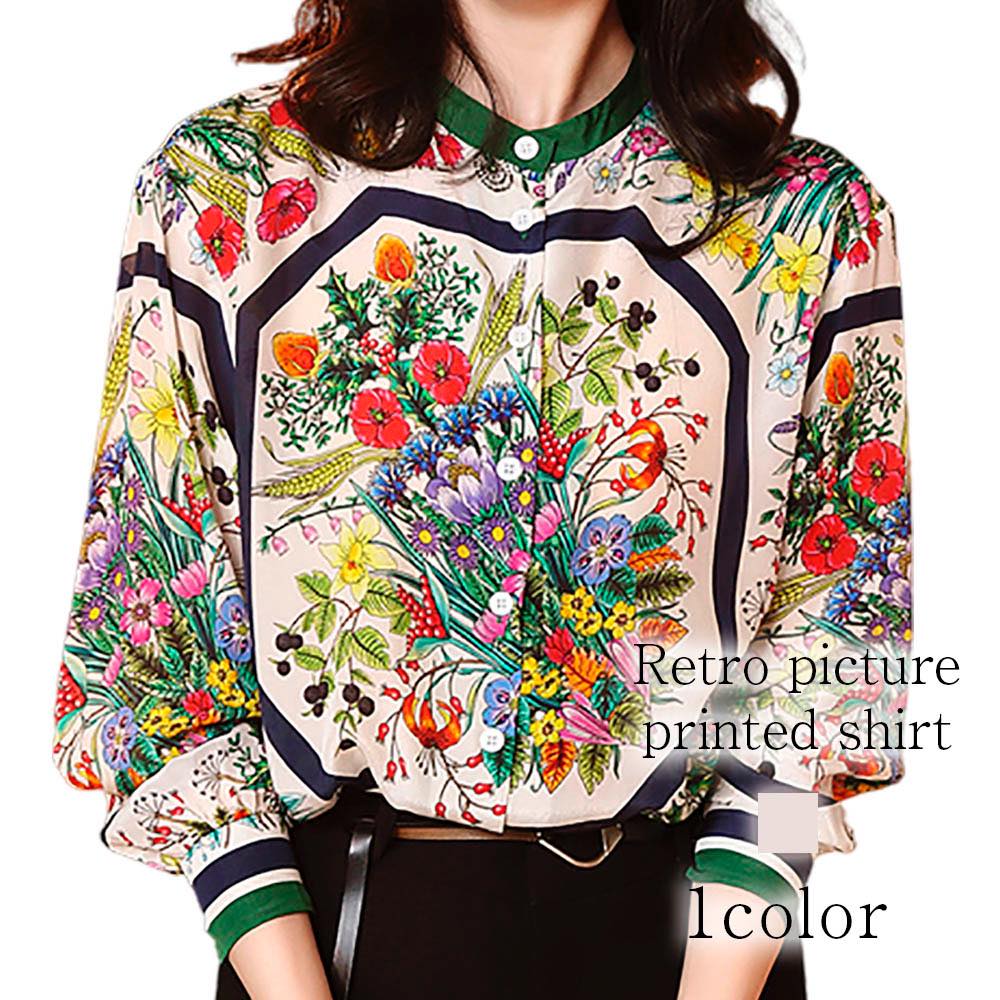 ブラウス レディース レトロプリントシャツ フリル ブランド きれいめ スーツ ワンピース 長袖 カットソー 冬 Tシャツ ノーアイロン 事務服 高品質 オフィス レース 黒 おしゃれ ボウタイ 春