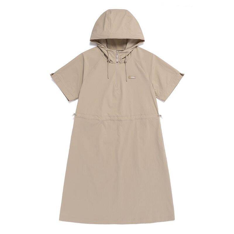 ナショナルジオグラフィック NATIONALGEOGRAPHIC N262WOP141 レディース フリース ストレッチ Hライン フード付き半袖ワンピース MOURNING BEIGE N262WO