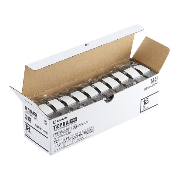 SS18K-10PN テプラPROテープ エコパック 白ラベル 18mm 10個入