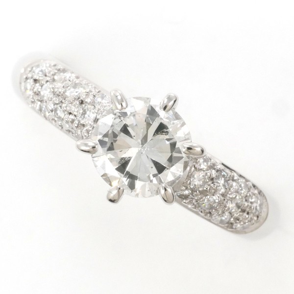 PT900 プラチナ リング 14.5号 ダイヤ 1.027 0.23 鑑定書 ジュエリー 中古