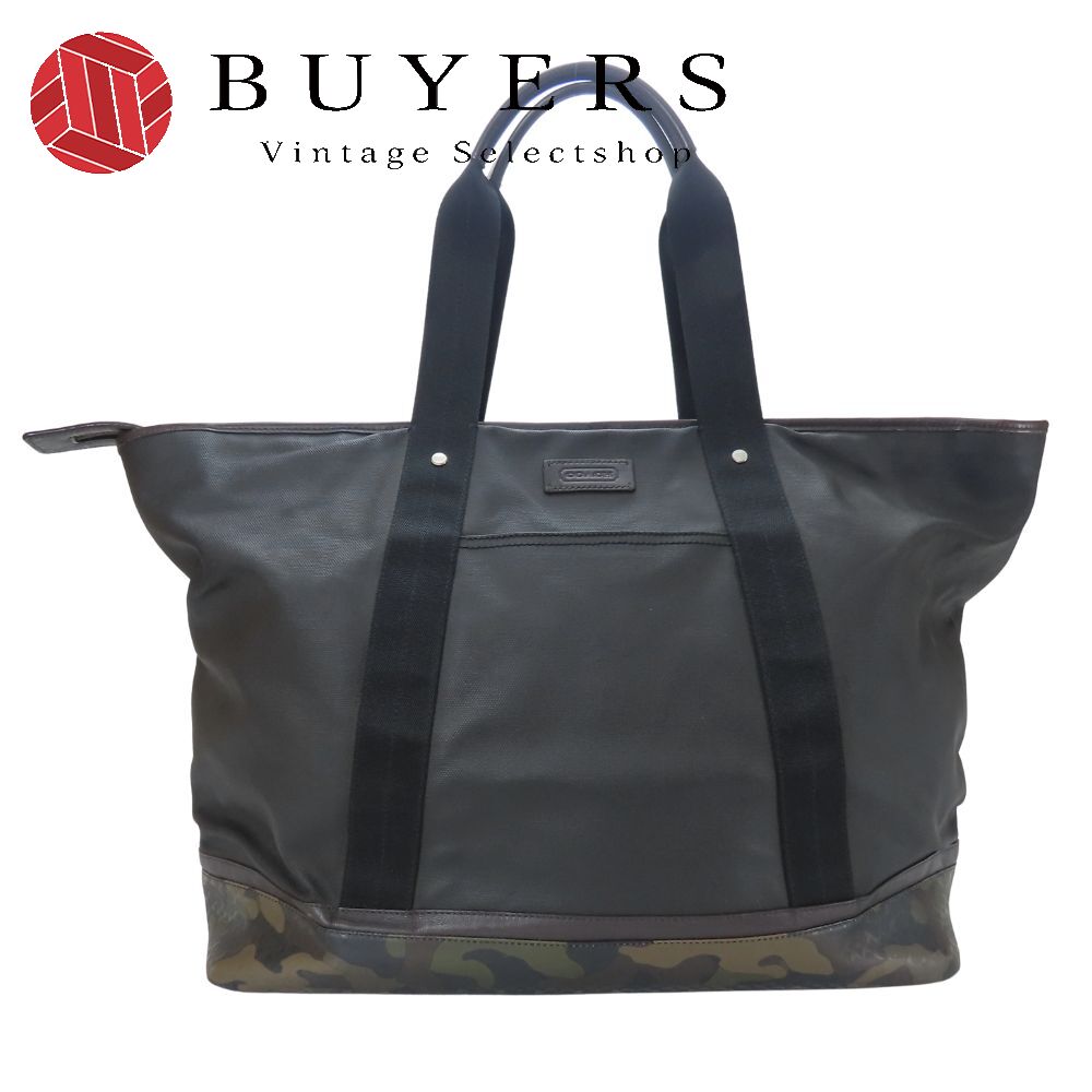 中古 トートバッグ ウィークエンドトート F70832 シグネチャー PVCコーティングキャンバス ブラック グリーン系 肩掛け 迷彩 カモフラ ボストンバッグ メンズ 男性