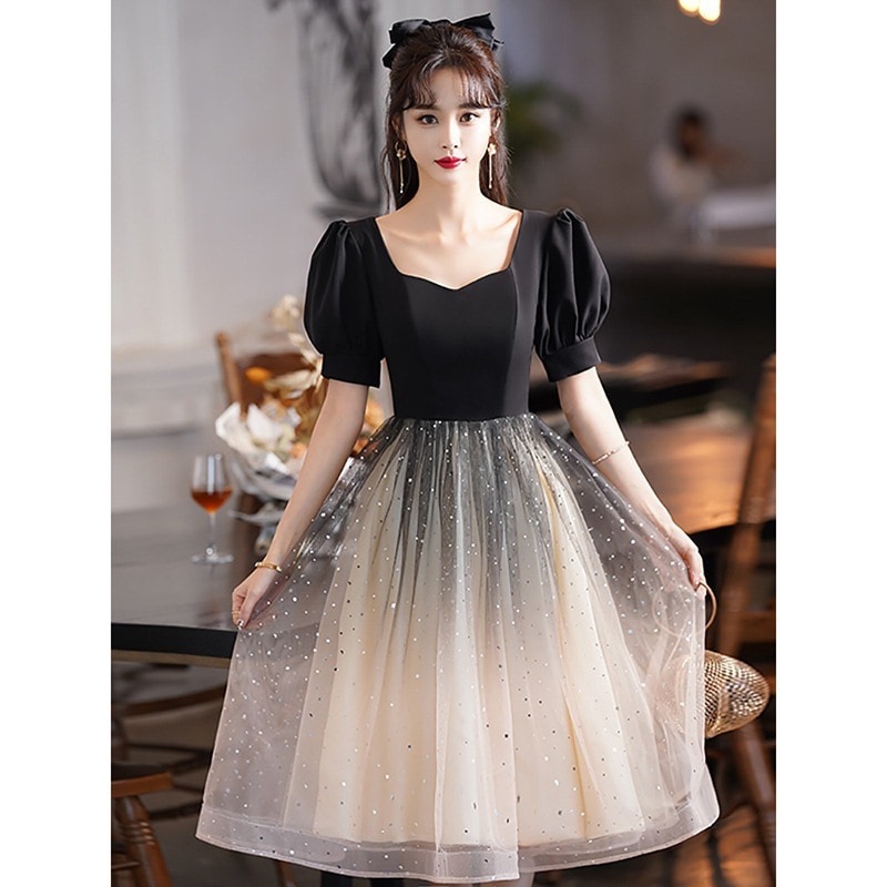 フランスの誕生日2024春イブニングドレス女性プラスサイズ痩身宴会お腹カバー大人ドレス普段着としても着用可能