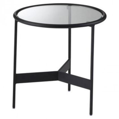 東谷 ラウンドガラステーブルS ブラック HIT-240