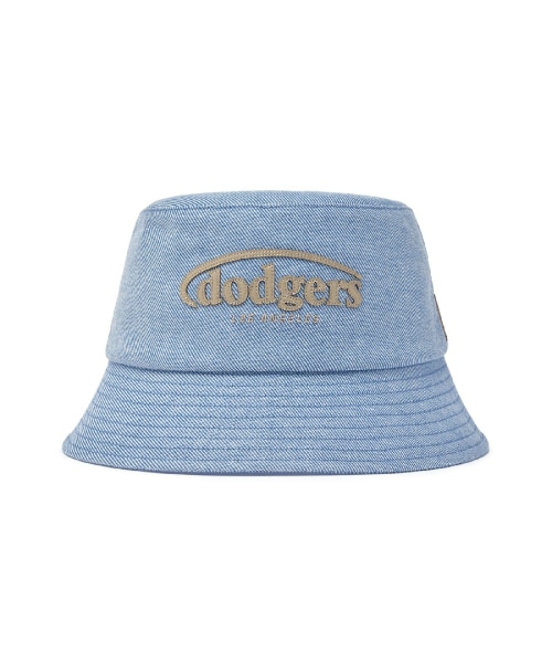 【MLB】 VINTAGE DENIM CURVE LOGO BUCKET HAT LA L.BLUE キャップ 正規品