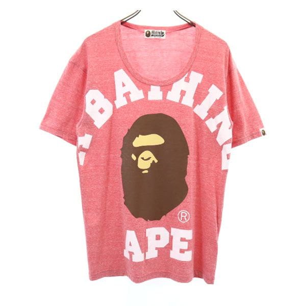A BATHING APE - アベイシングエイプ 日本製 半袖 Tシャツ S ピンク A BATHING APE クルーネック メンズの通販 by  古着屋BIG2nd's shop｜アベイシングエイプならラクマ