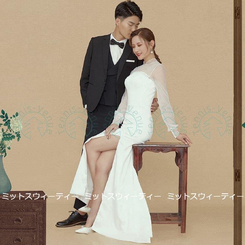 ウェディングドレス 二次会 前撮り 海外挙式 花嫁 スリット リゾートドレス 結婚式 ブライダル パ