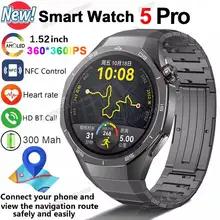 2025年新型GPS NFCスマートウォッチ5 Pro メンズ HD AMOLEDスクリーン 心拍数 Bluetooth通話 IP68防水 スマートウォッチ メンズ ホリデーギフト