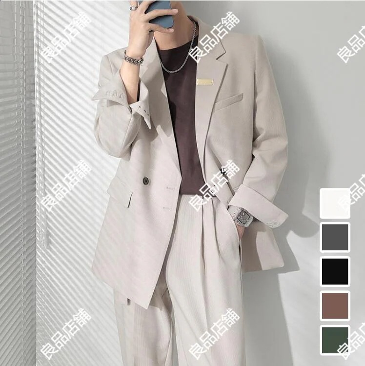 再入荷品「5color」Ｍ-4XL メンズスーツ カジュアルスーツ ゆったり メンズ スーツ 2ピーススーツ リクルートスーツ ビジネススーツ 無地 グリーン パンツスーツ ブラック セットアップ 2