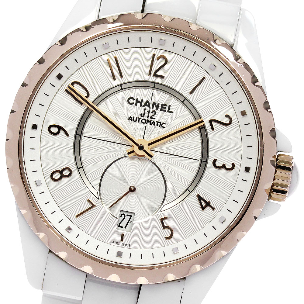 シャネル CHANEL H3839 J12-365 白セラミック 自動巻き メンズ _862196【中古】