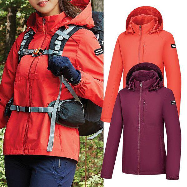 IK_女性登山ウィンドブレーカージャケットフード撥水性優秀防風ドライオン