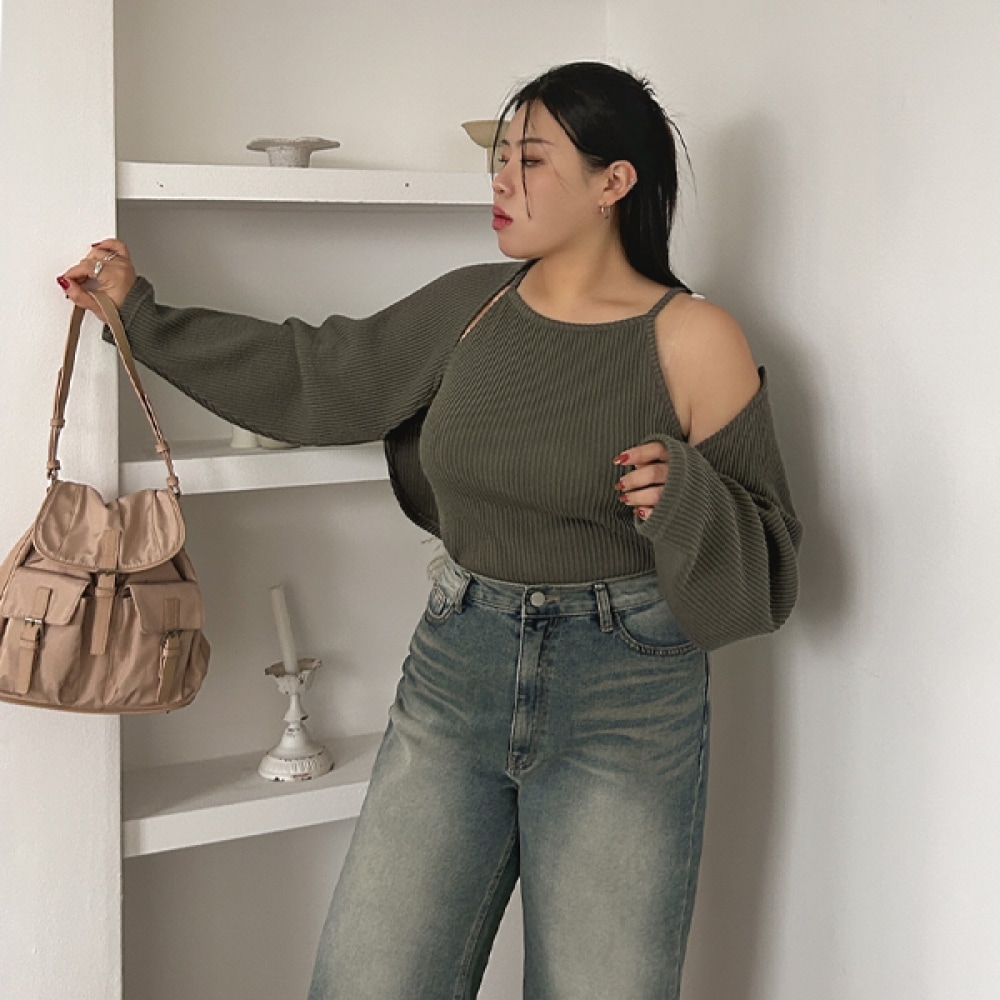 [JSTYLEのイーブレット] 1+1イーブレットハーデンリブホルターネックナシスタイル