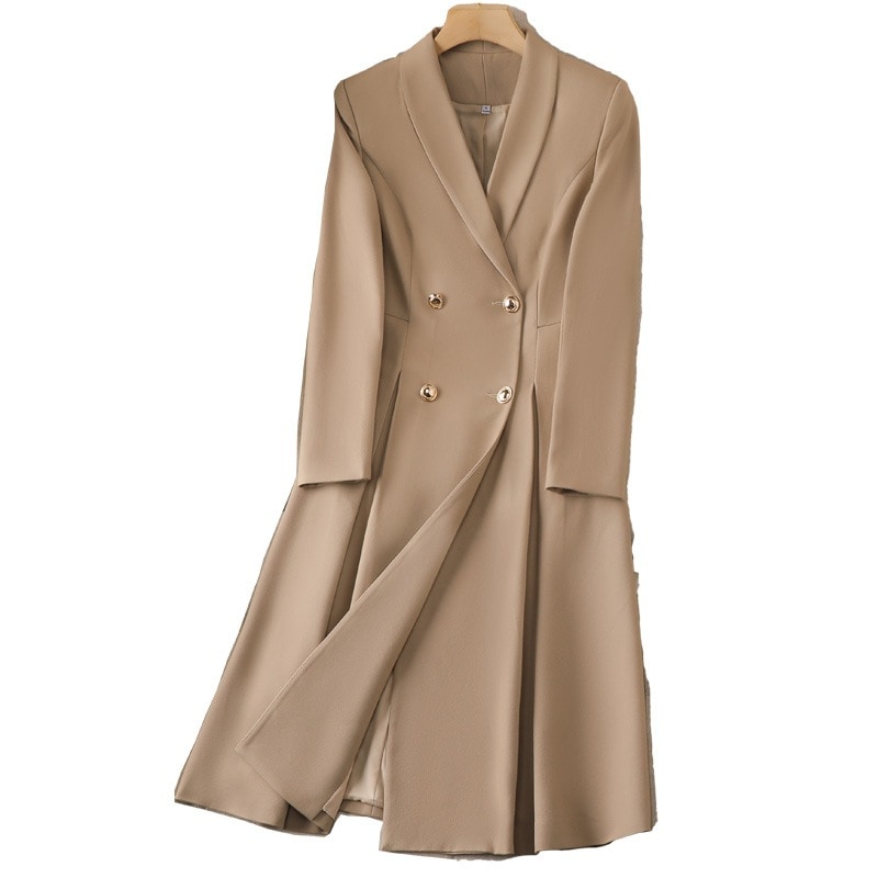 ミディアムダブルバックルコートレディース秋冬プロ長袖スーツネット赤ブレ音