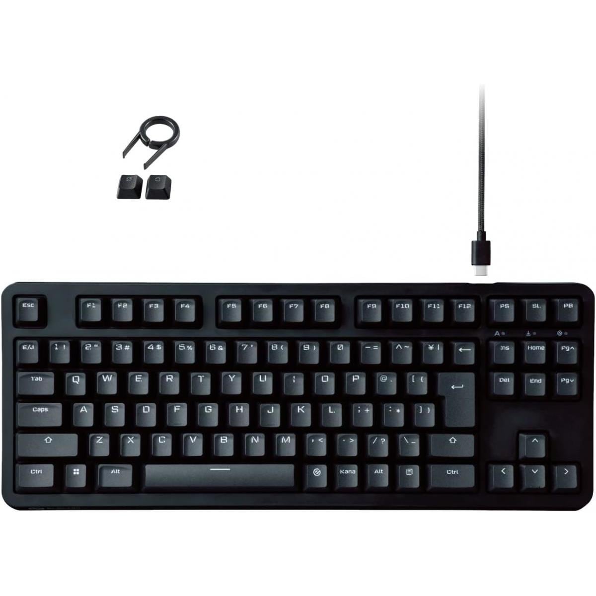 エレコム ゲーミングキーボード V-custom VK210S 有線 テンキーレス メカニカル ネオクラッチキーキャップ 銀軸 スピードリニア USBポート搭載 滑り止め加