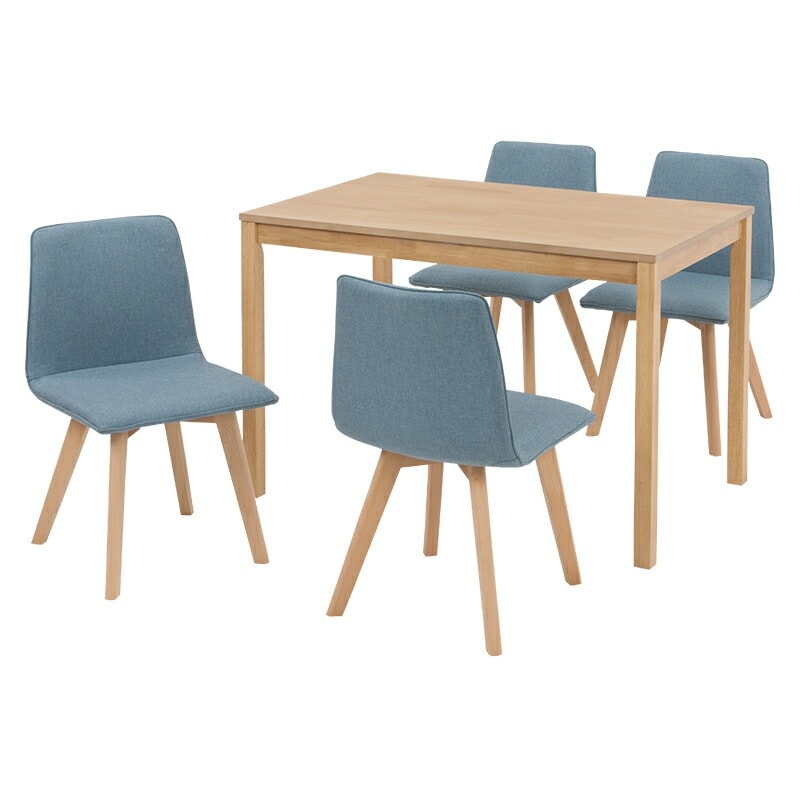 ダイニング５点セット（ナチュラル/ブルー）　SH-8618LNT-BL-5S北欧を連想させるシンプルなデザインでどんなシーンにもあわせやすい背もたれの高さを低めに設定し圧迫感を軽減してい