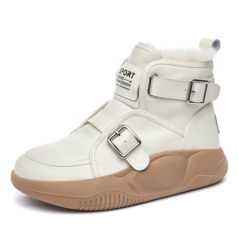 スノーブーツ女性冬ハイカット綿靴子供牛革羊毛加絨毯厚手保温マーティンブーツ