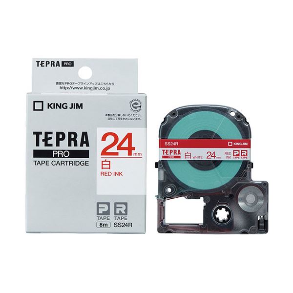 (5個セット) KING JIM キングジム テプラPROテープ白ラベル 24mm 赤文字 KJ-SS24RX5