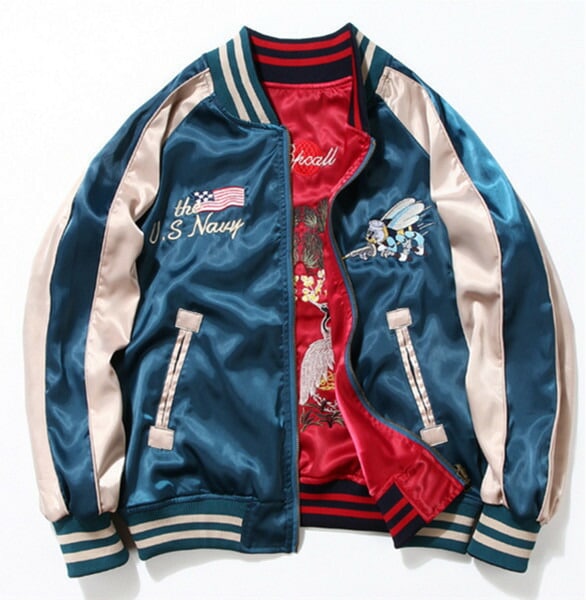 新品登場 ジャンバー メンズ ジャケット 両面着 和柄 刺繍 新品 蜜蜂　鶴　ブルゾン 大きいサイズあり おしゃれ 春秋 5 6,226円