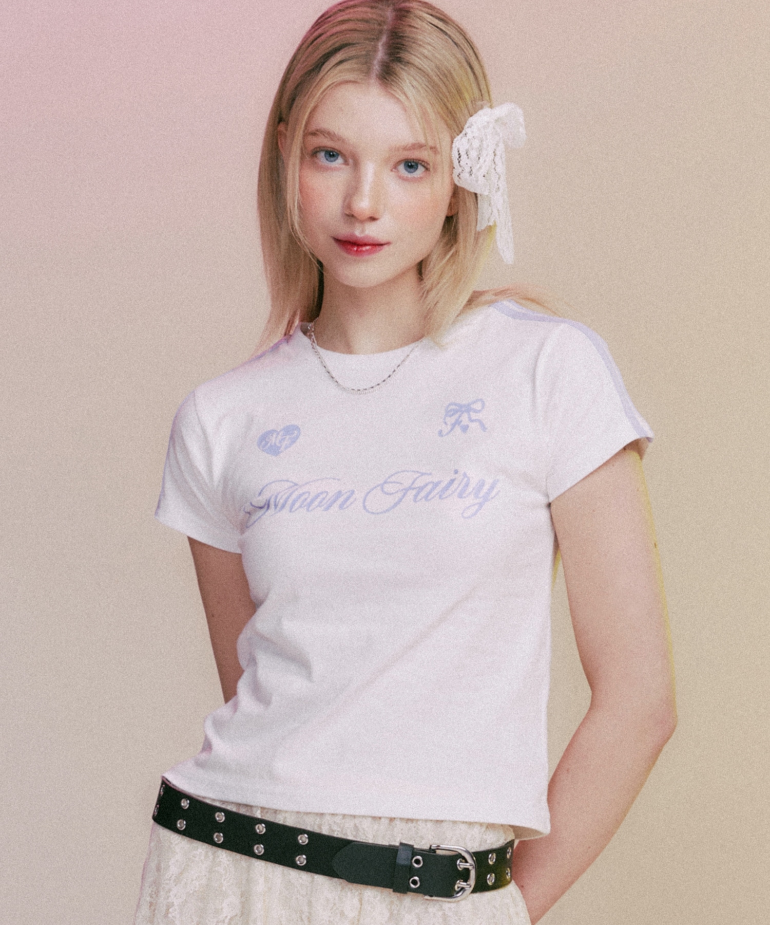 MF FAIRY LINE CROP TEE-WHITETシャツ