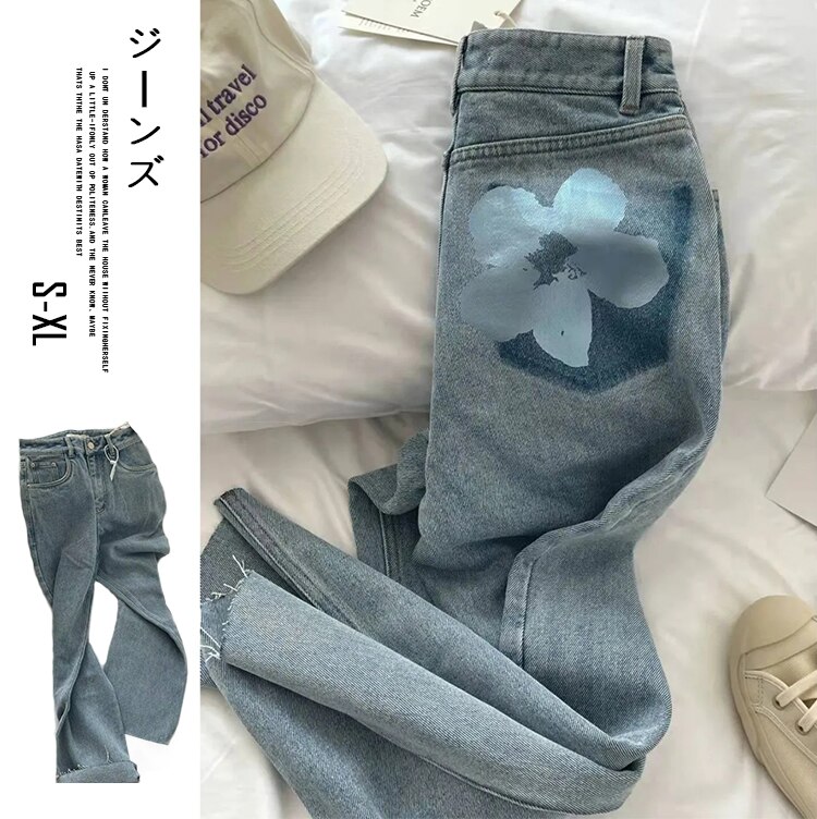 MZ177ズボン レース 着瘦 デニム 重ね着風 ヴィンテージフレンチ ワイドパンツ レディース