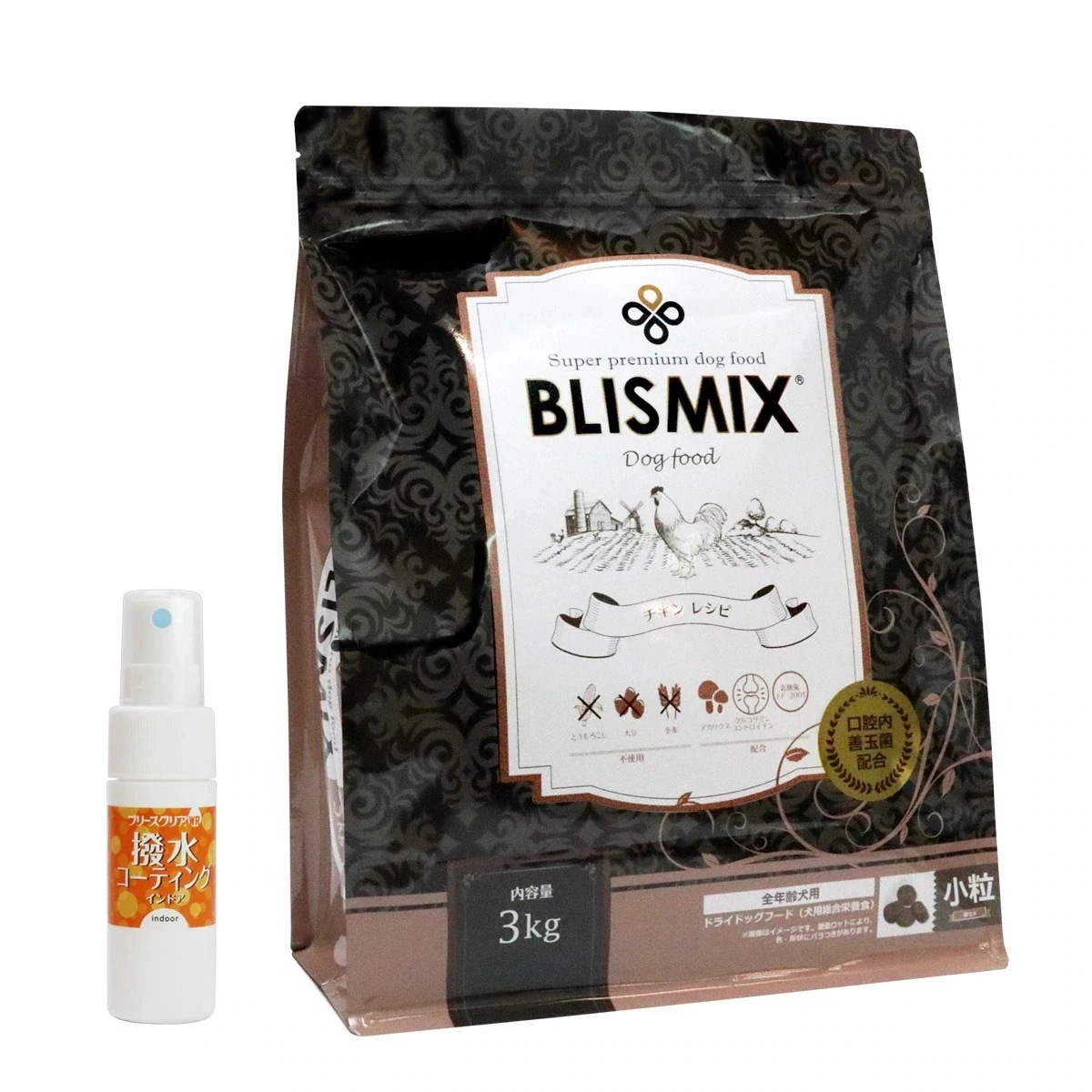 チキンレシピ 小粒 3kg【撥水コーティングインドア(水回り用) 20ml付き】