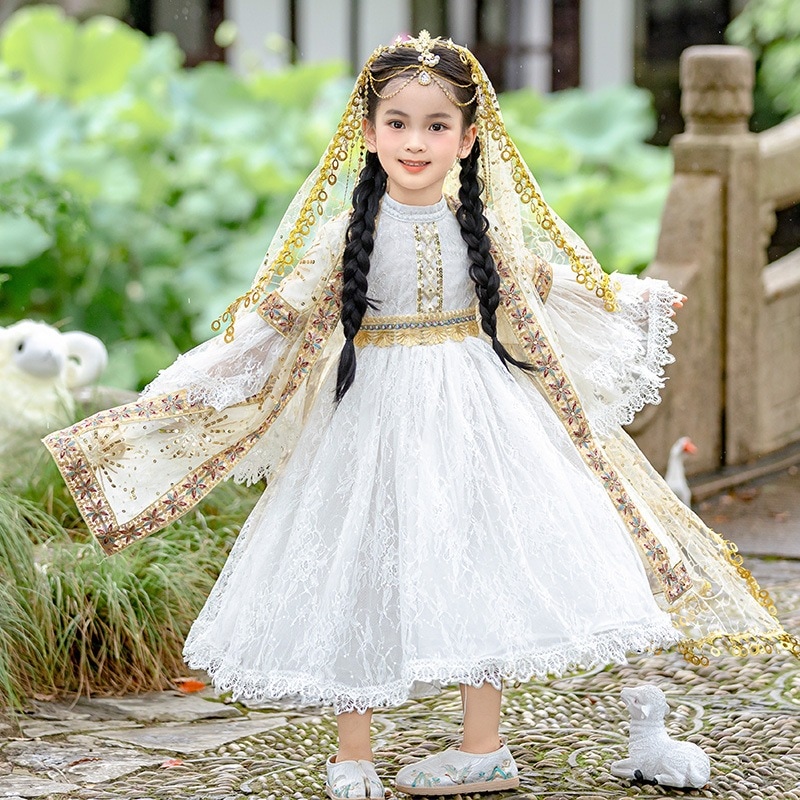 女の子用西域風民族衣装演出用ドレス写真撮影用セットニットベストプリンセスドレス旅行用ドレス