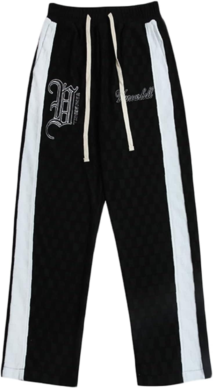 スウェットパンツ 刺繍 ロングパンツ メンズ ワイドパンツ 切り替え チェック柄 ルーズ バギーパンツ カジュアル ストリート系 ストレート オーバーサイズ 欧米風 ジャージー hiphop 10,318円