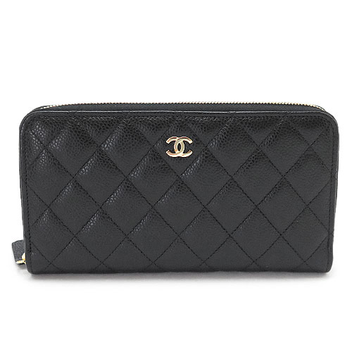 長財布 レディース AP0242 Y01864 C3906 ラウンドファスナー ロング ジップ ウォレット ココマーク マトラッセ キルティング レザー ブラック 黒