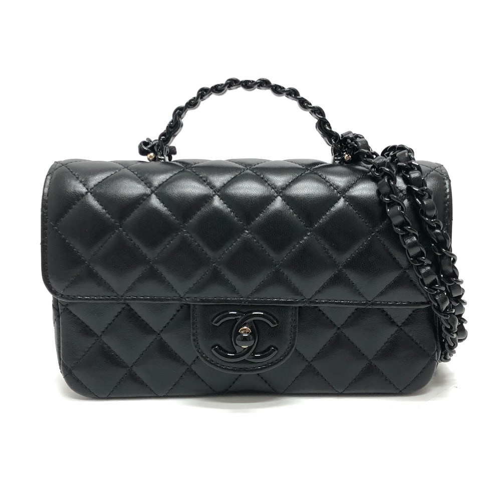 ハンドバッグ AS5243 トップハンドル ソーブラック マトラッセ20 マトラッセ 20 マトラッセ 2WAY チェーンハンドル バック カバン ラムスキン ブラック