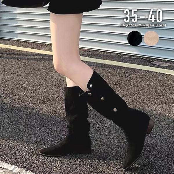 ブーツ ブラック ベージュ ポインテッドトゥ ウエスタン カウボーイ カジュアル / ポインテッドトゥミッドレングスウエスタンカウボーイブーツ