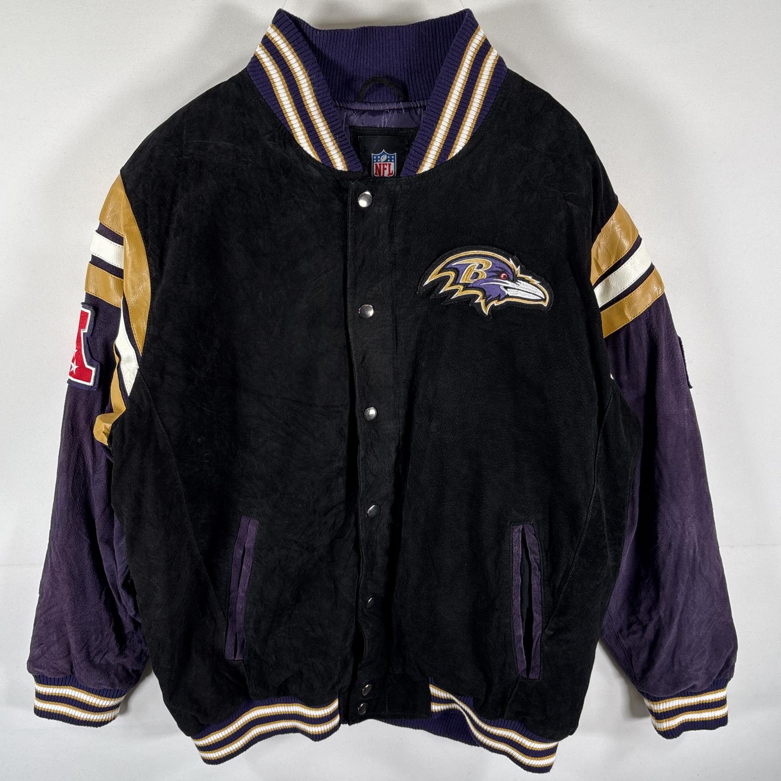 古着 エヌエフエル NFL スタジャン RAVENS アワードジャケット バックロゴ刺繍 ワッペン 大きいサイズ XXL ブラック メンズ 8,030円