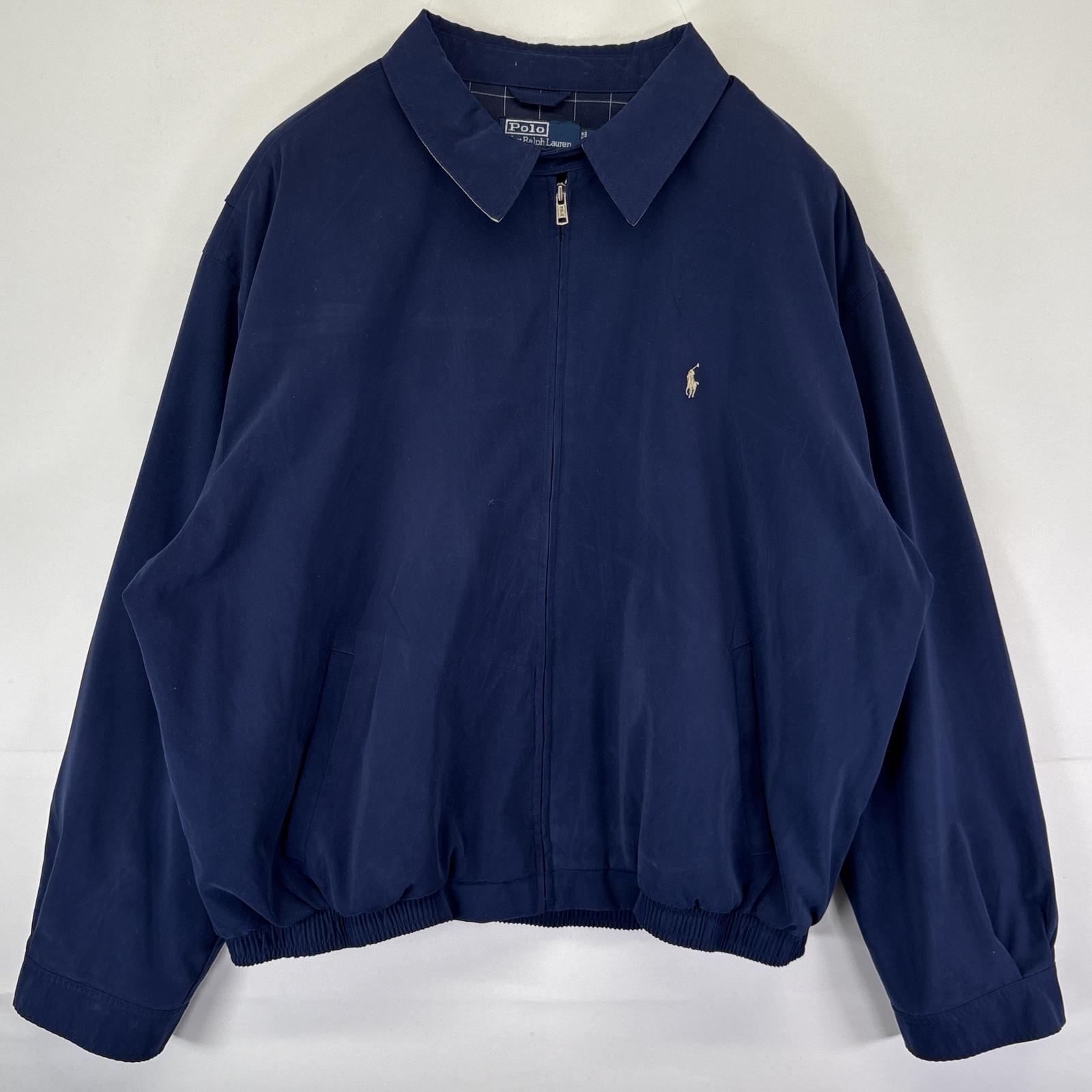 古着 ポロバイラルフローレン Polo by Ralph Lauren スウィングトップジャケット 大きいサイズ ワンポイント ナイロン XXL ネイビー メンズ