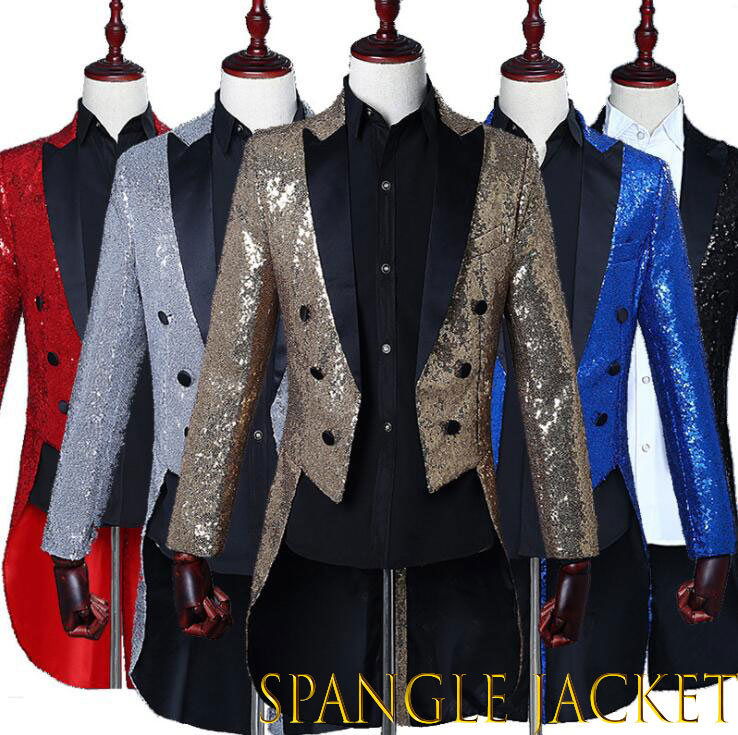5色 舞台衣装 司会者 漫才 余興 クラブ スパンコールジャケット 目立つ 新年会 テーラードジャケット ホスト パーティー ステージ衣装 キラキラ舞台スーツジャケット 燕尾服 メンズ 忘年会 コント