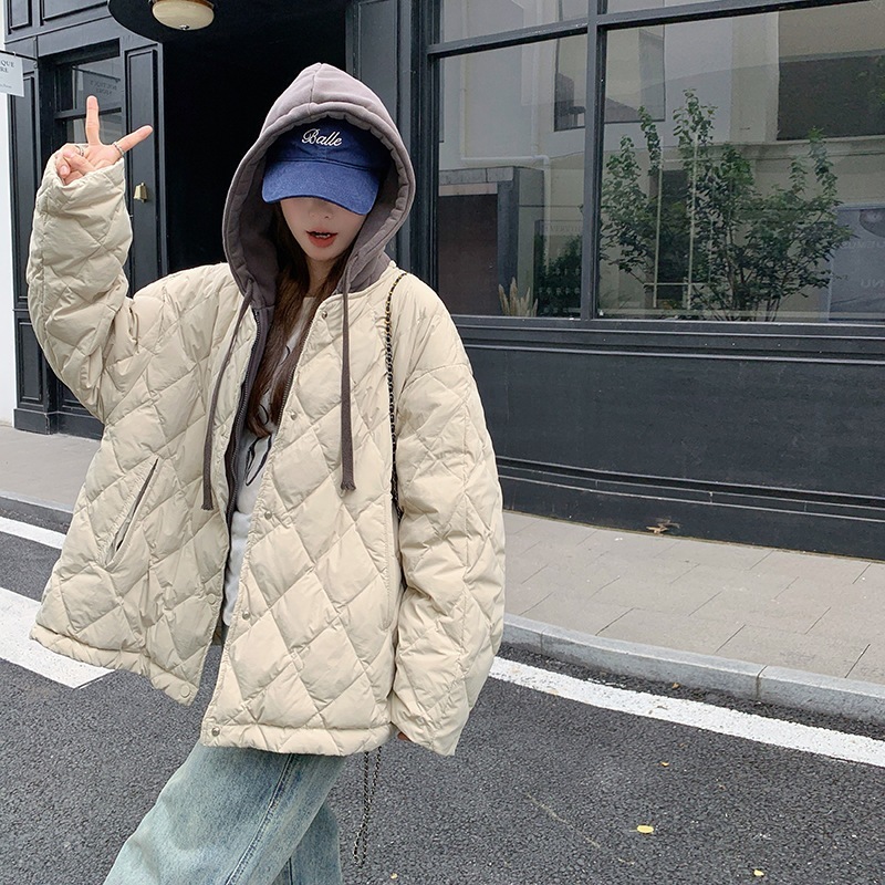 90ホワイトダックダウン偽2ピースダウンジャケット2024新しいルースダイヤモンドショート段落スプライシングジャケットの韓国語版