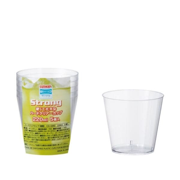 (まとめ) プラスチックコップ 使い捨てコップ 220ml 5個入 180個セット 硬質 クリアカップ 硬め イベント パーティー