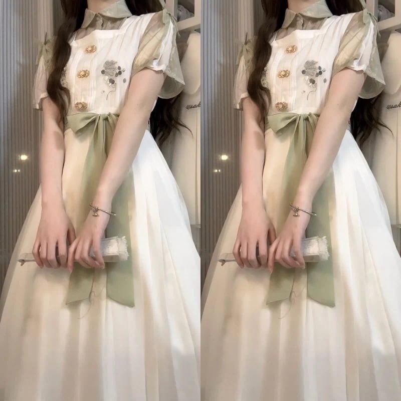 【フルセット】デザイン青提詞新韓国cos要素ワンピース半袖シャツセット夏