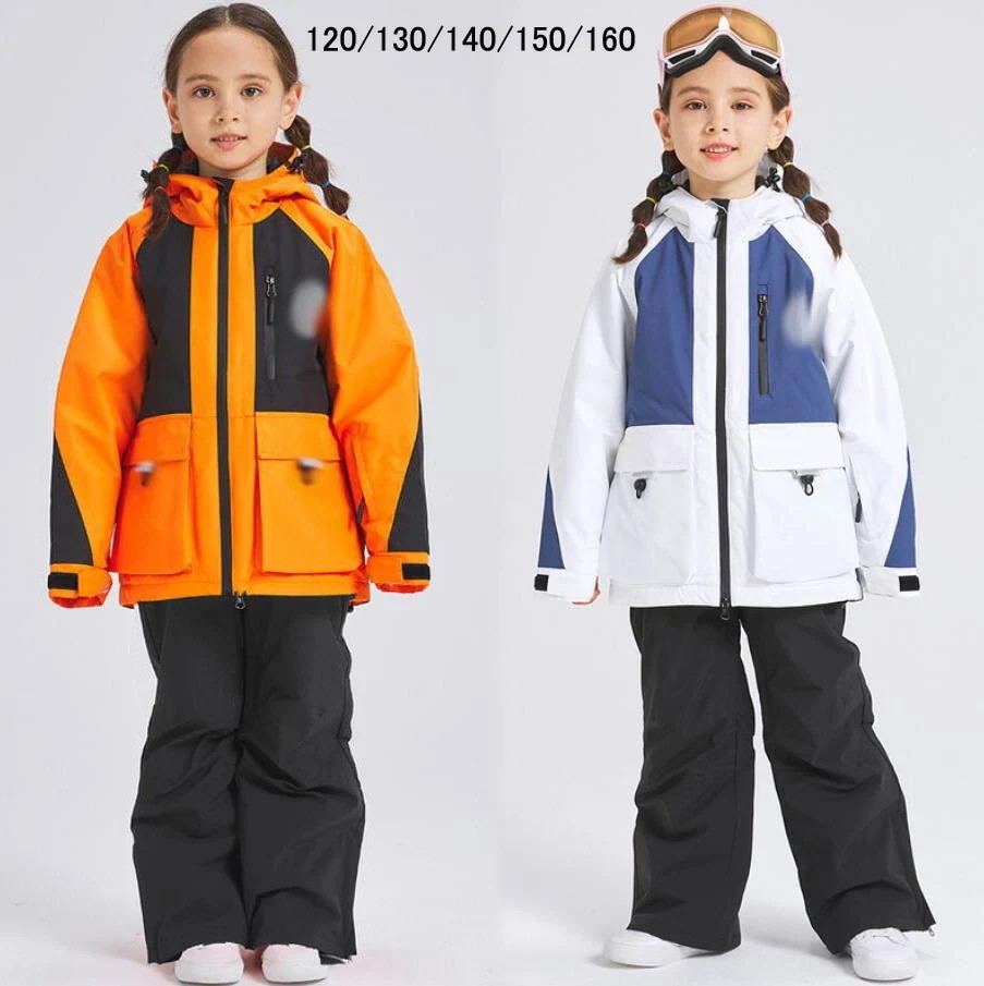 子スノーウェア上下セットスノーボードウェア可愛い男の子女の子スキーウェア雪遊びキッズスキーウェアスノボウェアスキーウエアキッズ防水暖かい2点セットジャケットパンツ