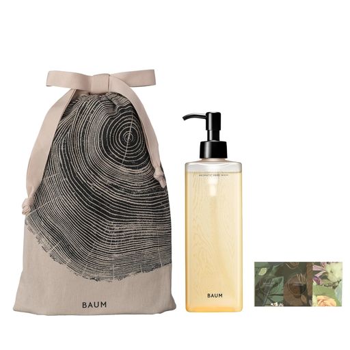 BAUM(バウム) ギフトセット アロマティック ハンドウォッシュ N 本体 + ラッピングバッグ 香りサンプル付き 300ML+30G+オーデコロンサンプル 2024年モデル ハンドウォッシュ 森林