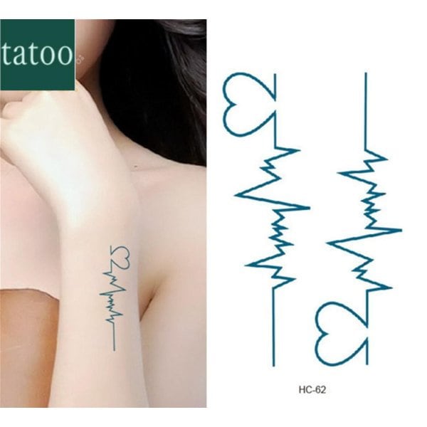 タトゥーシール ハート 心電図