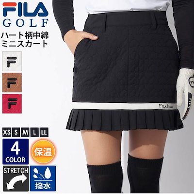 FILAGOLF フィラゴルフ ゴルフウェア 中綿スカート レディース ハート柄 撥水 ストレッチ 保温 秋 冬 ロゴミニスカ おしゃれ きれいめ 脚長効果 黒 白 2024fw 7,950円