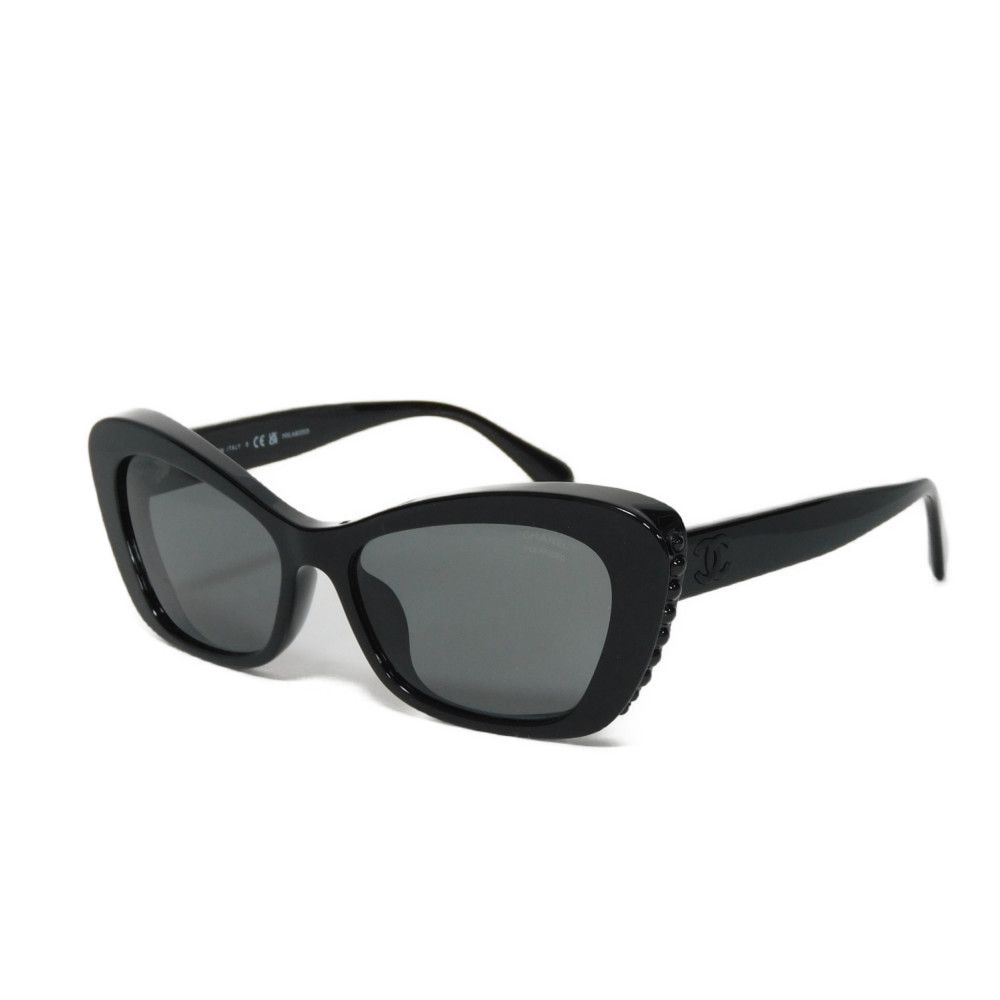 【中古】 サングラス ブラックフェイクパール キャットアイ シェイプ アイウェア ココマーク 5481-H-A c.888/T8