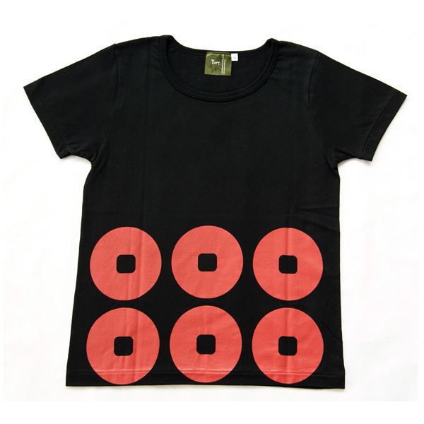 戦国武将Tシャツ (真田幸村 六連銭) レディース Mサイズ 半袖 綿100% 日本製 ブラック(黒)
