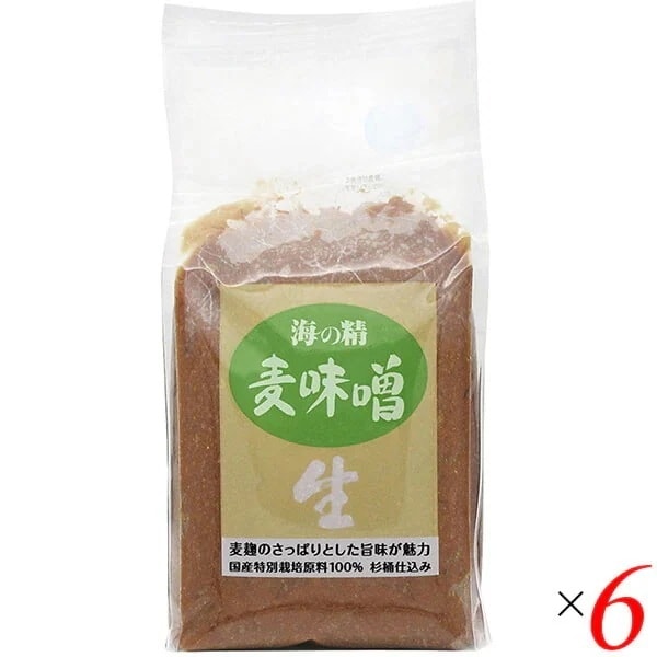海の精 国産特栽 麦味噌 1kg 6個セット
