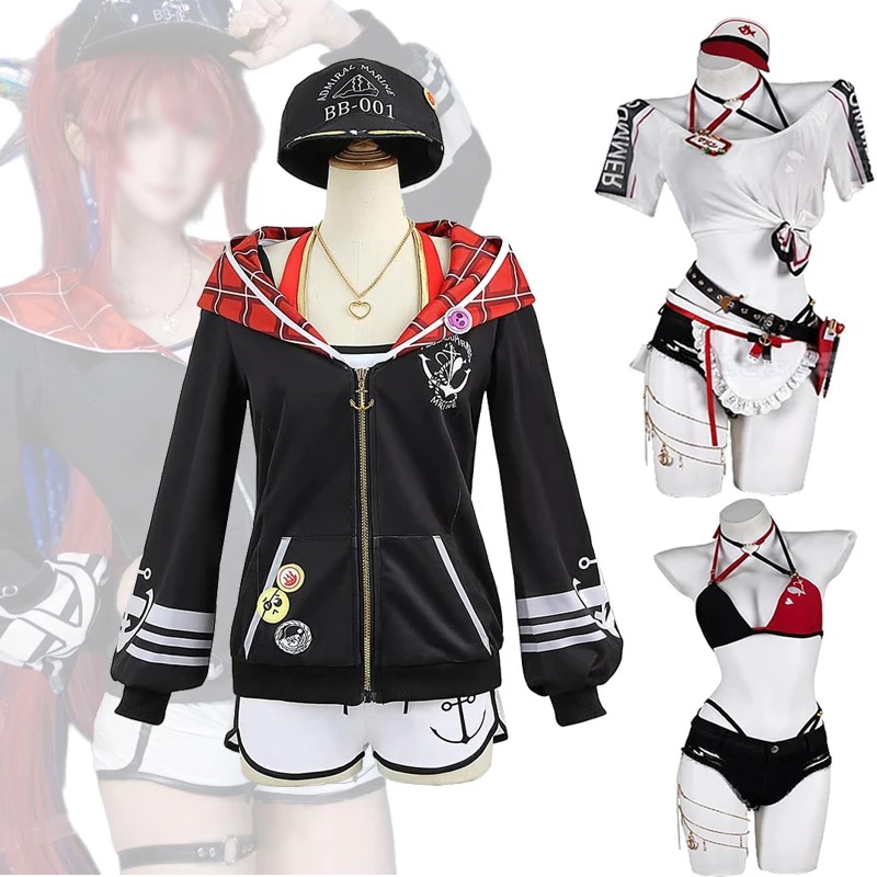 2種類 宝鐘マリン 水着 コスプレ衣装 帽子&髪飾り 宝鐘マリン コスプレ衣装 ビキニ コスプレ衣装 コスチューム 可愛い セクシー 夏祭り 花火大会 ハロウィン