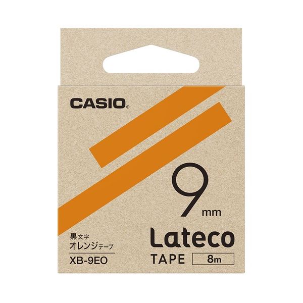 （まとめ）カシオ計算機 ラテコ専用テープXB-9EO オレンジに黒文字（10セット）