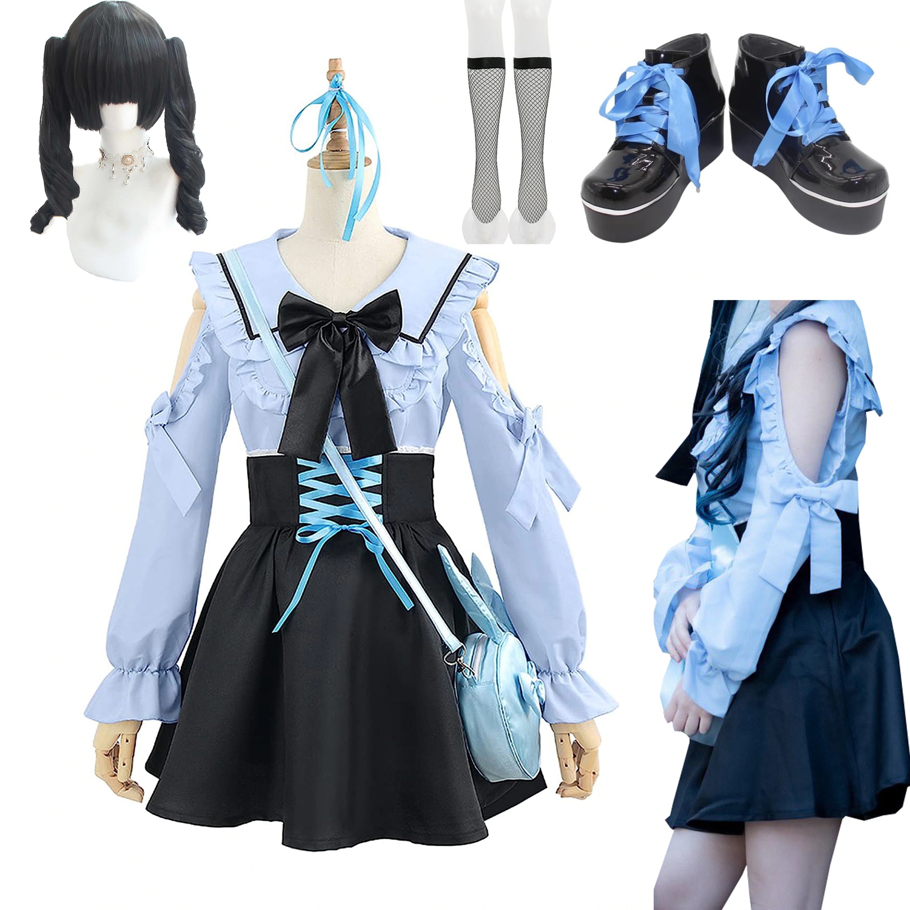 【全シリーズ発売中】 【値引き中】ウィッグ コスプレ衣装 文学際 学園祭 ハロウィン コスチューム 服 Vtuber 地雷系ワンピース 大人 撮影 可愛い コスプレ服 衣装 つきみと 衣装 コスプレ