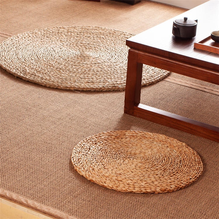 直径90cm 厚さ15cm充填なし 座禅を組む 藤編 草編 フロアクッション 座布団 おしゃれ クッション ラウンドクッション 大きい インテリア 円形クッション 蒲団 丸型 畳 座布団 丸座布団