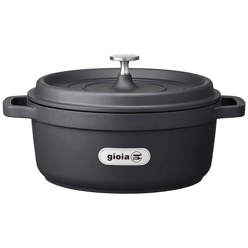 万年　ジョイア ラウンドキャセロール24cm(ブラック) ガスコンロIH(オール熱源対応) ブラック [24 /IH対応]　XC-24BK