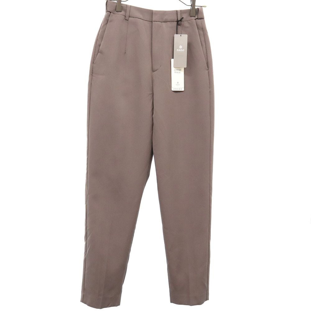 未使用 センタープレス テーパードパンツ 38 グレー アジャストマジック レディース