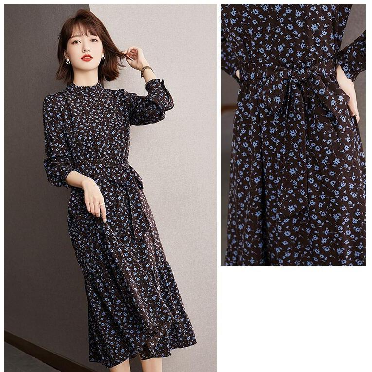 ワンピース レディース 40代 きれいめ 秋冬 長袖 上品 膝丈ワンピース 丸首 Aライン 大きいサイズ パーティードレス お呼ばれ 韓国風 おしゃれ 通勤 着痩せ 新品